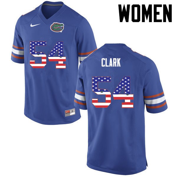 Florida Gators Women #54 Khairi Clark College Football Jersey USA Flag Fashion Blue